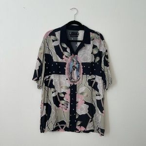 ALL SAINTS Printed Flowy Short Sleeve Button Up